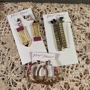 Betsey Johnson School Teacher Earrings set of 3 NEW